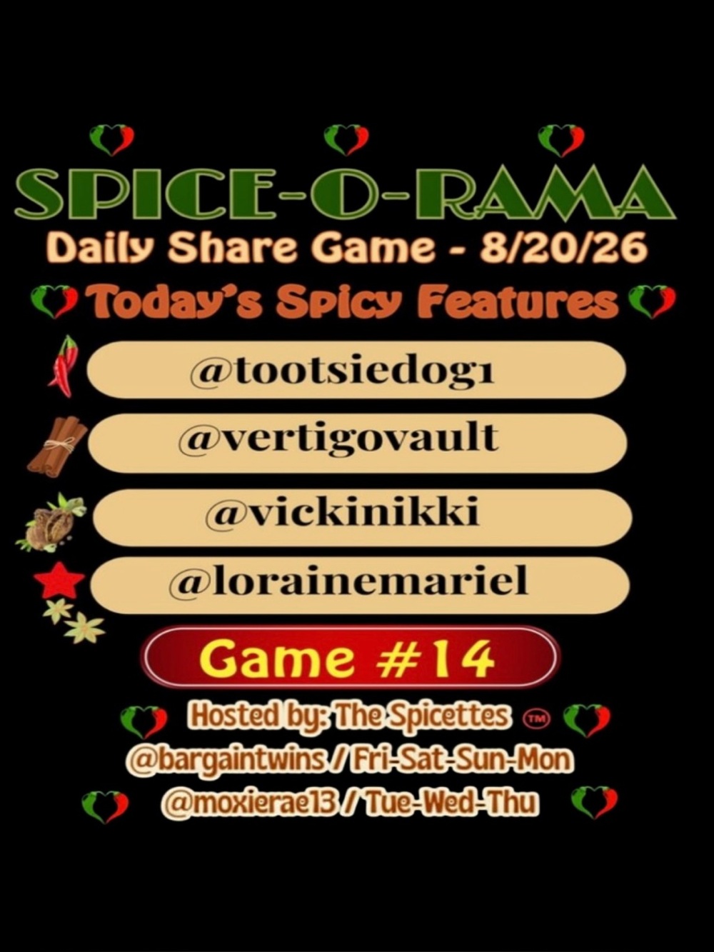 Spice-O-Rama Daily Share Game!